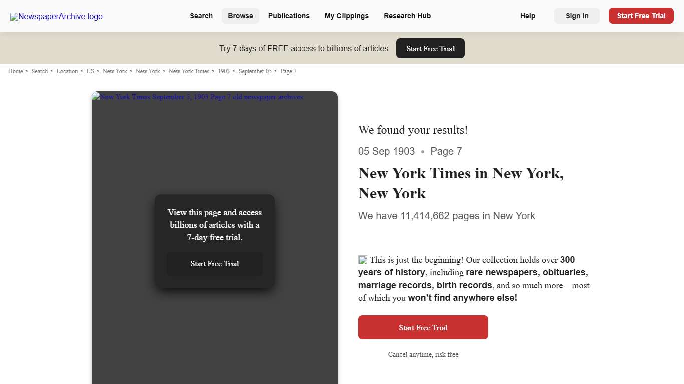 New York Times Newspaper Archives, Sep 5, 1903, p. 7