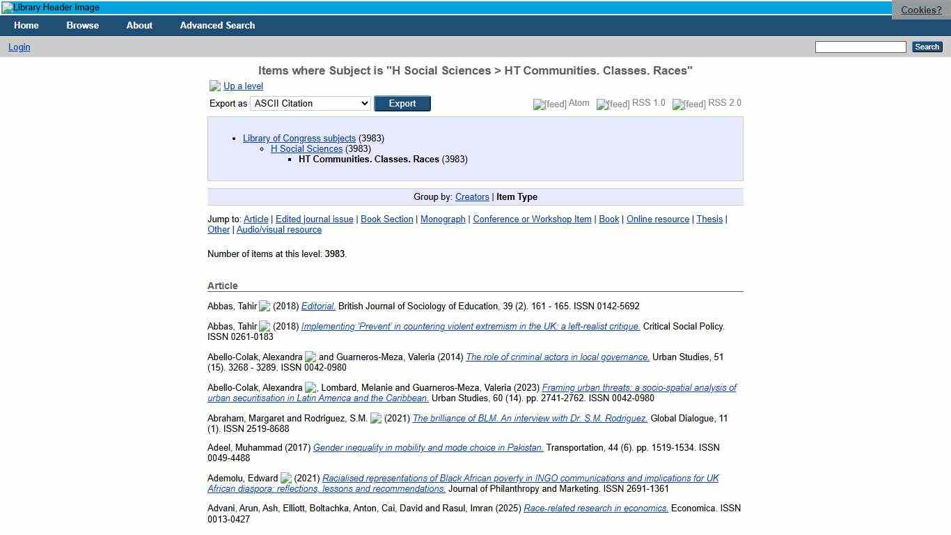 Items where Subject is "H Social Sciences > HT Communities. Classes. Races" - LSE Research Online